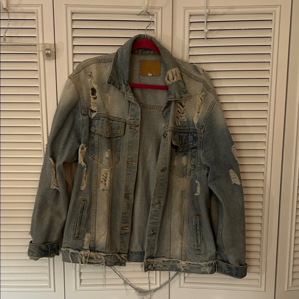 Long, oversized Distressed boyfriend Denim Jacket
